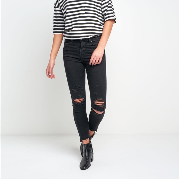 Silver Jeans Pants - Silver Robson Distressed Black Skinny Jeans